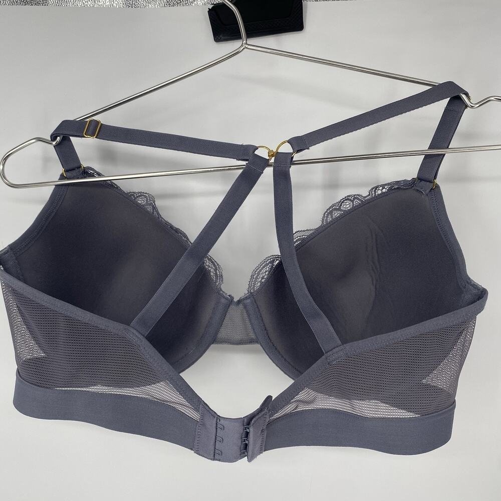 Lively Lace Underwire Bra 36D Gray Unlined Demi Balconette Mesh Womens - Picture 7 of 7